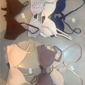 Stylish Women's Bra Set in Cream, Brown, and Blue